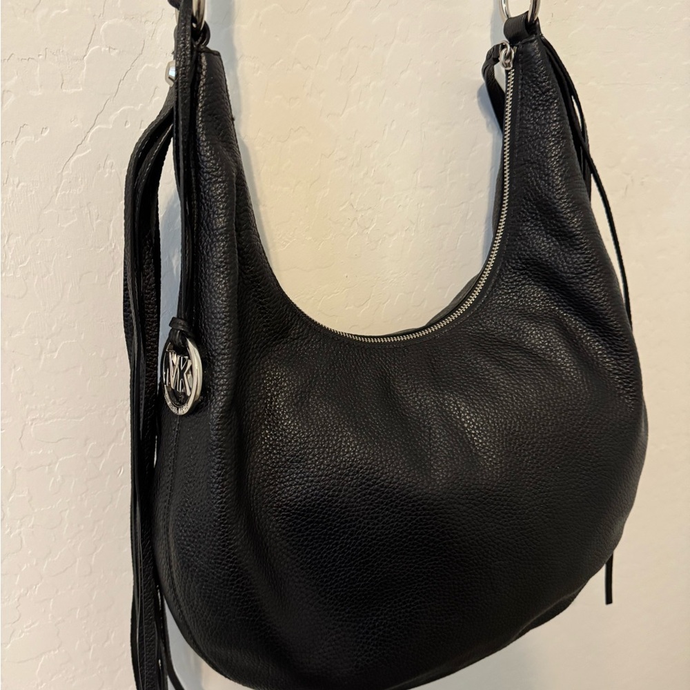 Michael Kors Black Leather Hobo Bag with Fringe - Picture 2 of 9